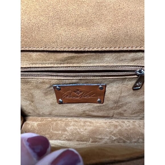 Patricia Nash Aqua Leather Rose Tooled Crossbody Bag With Chain Strap & Tassel - Picture 15 of 16